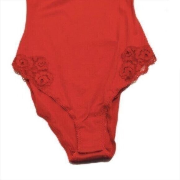 NWT Free People Red Bodysuit w/Lace Inset Small - Picture 5 of 8